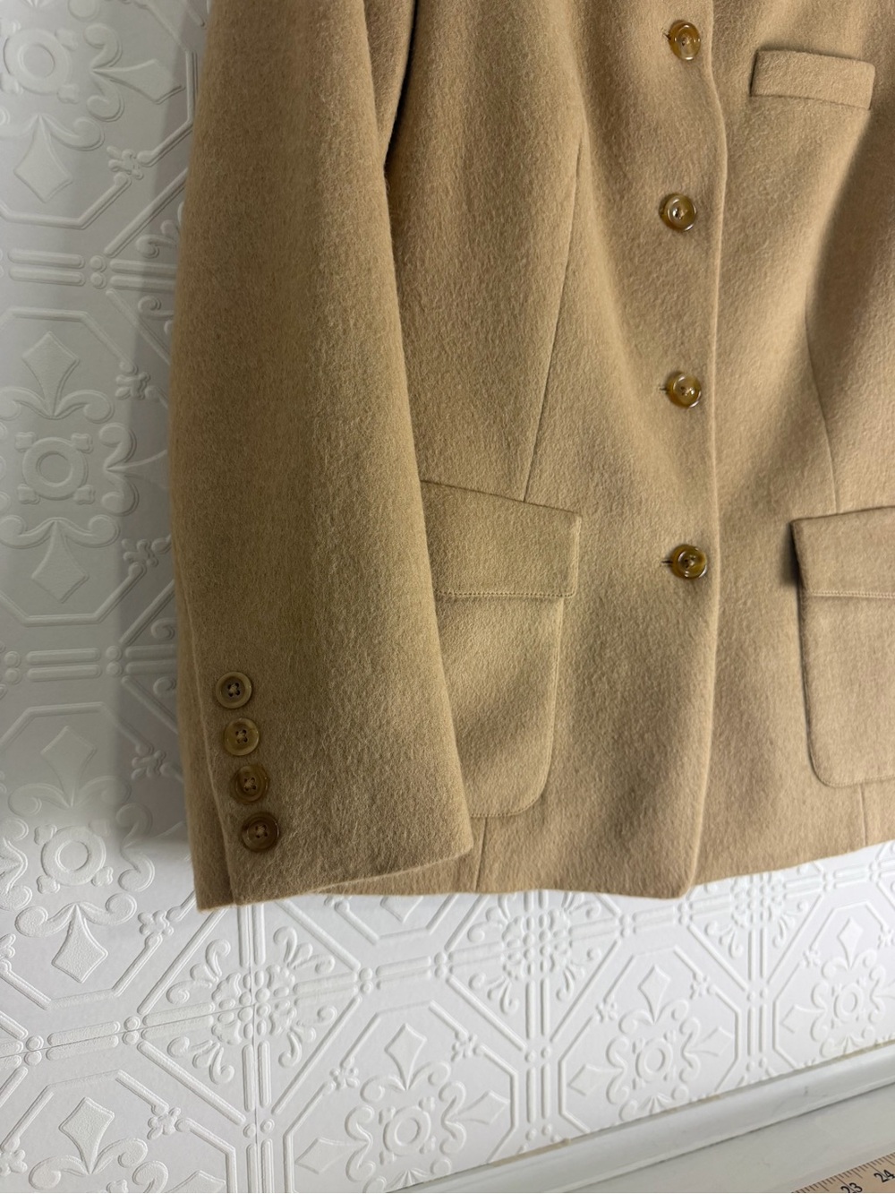 Camel Hair Blazer Made in Italy Stand Collar Jacket Talbots Petites 8 Women VTG - Picture 5 of 12